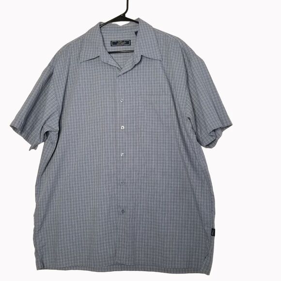 Woody's Retro Lounge Shirt Men's XXL Blue Plaid Button Down Short Sleeve - Picture 1 of 9